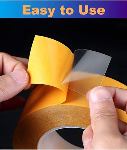 Ultra-Thin Clear Double Sided Adhesive Tape 2 Inch x 85FT Heavy Duty Two Side Strong Sticky Mounting Tape, for DIY Arts & Crafts, Rug Non-slip, Anti Cat Scratch, Paste Wall Decoration, CNC Woodworking - size: 2-Inch x 85 Feet