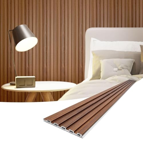 Art3d Slat Wall Panels, WPC Soundproof 3D Wall Paneling for Interior Wall Decor, TV Background, 8-Pack 96 x 6 in. Teak - color: Teak, size: 96 x 6 x 0.3 inches