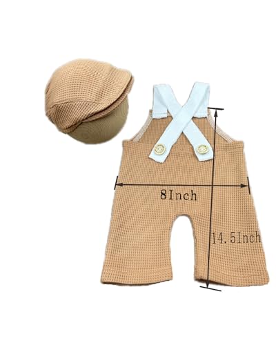 Newborn Baby Boy Suspender Pants Photo Outfits Gentleman Photography Outfit Girl - color: Khaki