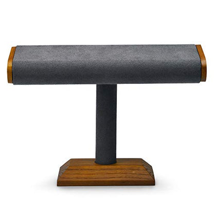 Solid Wood T-Bar Watch Display Stand Jewelry Display Props Jewelry Organizer Holder for Watch Bracelet - color: GREY T SHAPE DISPLAY