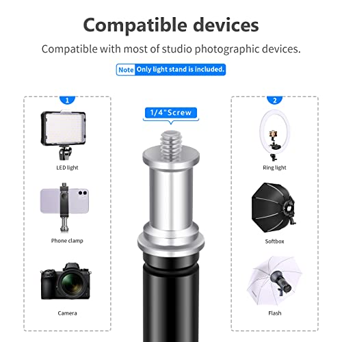 Neewer Photography Light Stand, 3-6.6ft/92-200cm Adjustable Sturdy Tripod Stand for Reflectors, Softboxes, Lights, Umbrellas, Load Capacity: 17.6lb/8kg - style: 200cm/1 Pack