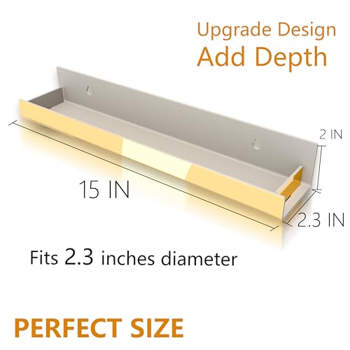 4 Pack 15 Inch Gold Reflective Acrylic Shelves, Gold Foating Shelves, Modern Sunglasses Essential Oil Picture Ledge Display Toy Storage Shelf - color: 15in-gold Mirror