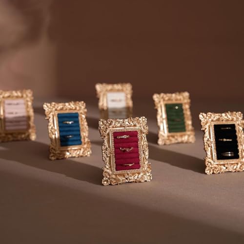 shiguangji Gold Ring Organizer Vintage Jewelry Display Frame Diamond Holder Photography Prop Wedding Decor Engagement Gift For Her Daughter Birthday，Mother Day Gift