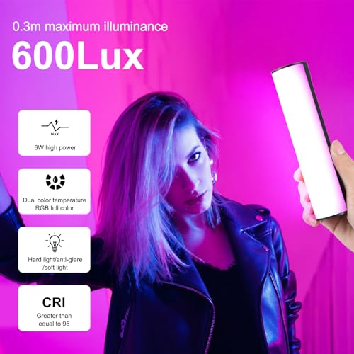PULUZ Magnetic Handheld Light Wand, Full Color RGB Light Stick, LED Fill Light with 2000mAh Rechargeable Battery, 2500-9000K Dimmable Camera Tube Light for Studio Photography TikTok YouTube Vlog, 17cm - size: 6.7 inches