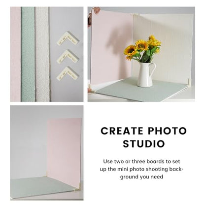 5PCS Photography Backdrop Boards with 4 Brackets, 16x16 Inch Coarse Sand Backdrop Board for Food Jewelry, Cosmetics and Ornaments Shooting - color: pearl shell/light pink/nude/light green/dark gray
