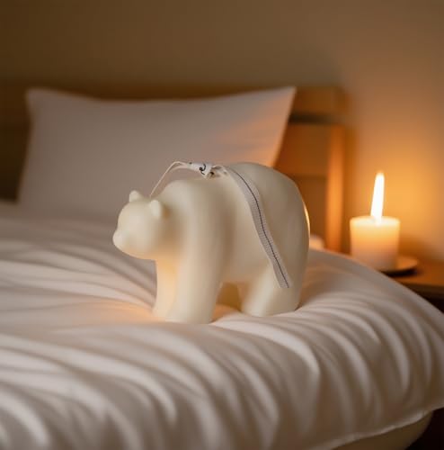 Polar Bear Shape Scented Candle,Floral Aroma Soy Wax Sculpture for Home Decor,Wedding Table Centerpiece & Photo Prop,Smokeless Fragrance Gift for Animal Lovers
