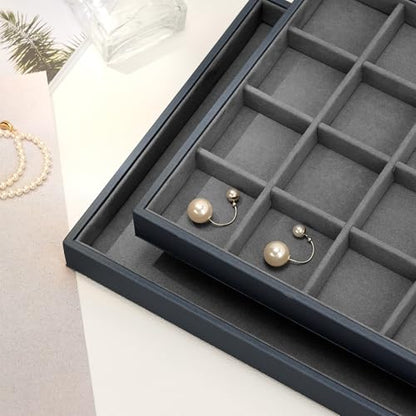 Grey Microfiber Jewelry Display Tray for Ring Necklace Bangle 12 Grids Grey Jewelry Organizer Display Tray - size: 12 Grid