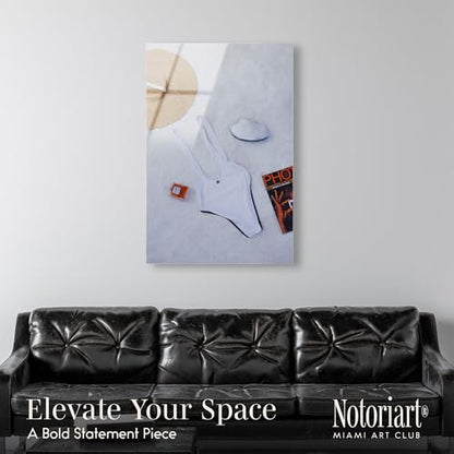 Beach Day Flat Lay Acrylic Print Fashion Photography by Notoriart, Ready to Hang, 30 x 45 - size: 45"L x 30"W