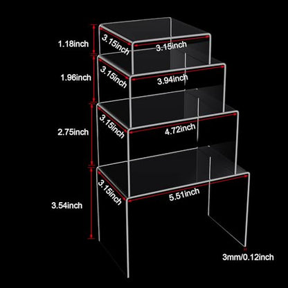 Chuangdi 20 Pcs Acrylic Display Risers, Clear Product Stand, Jewelry Display Riser Shelf Showcase Fixtures for Figure Dessert Cupcake Candy Action Showcase(Large Set) - color: Clear, size: Large Set