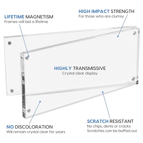 Mammoth DuraClear Magnetic 3x8 Frame - Frameless, Thick Acrylic Design - Ideal for Modern Decor, Graduation Photos, and Keepsakes - Compatible as 3x7 Picture Frame (5 Pack) - size: 3x8 Frame (5 Pack)