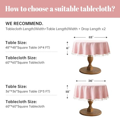 JIALE Valentines Textured Tablecloth, Heavy Duty Linen Style Farmhouse Table Cloth Round Tables, Wrinkle-Free Washable Waterproof Table Cover for Kitchen, Dining, Parties, 55"x55", Pink - color: Pink, size: 55" (Round)