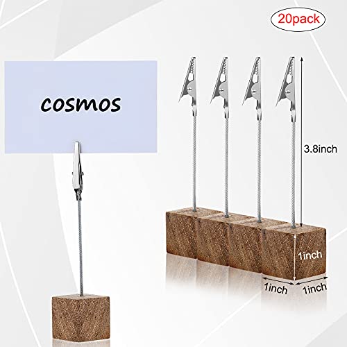 Gersoniel Cube Base Memo Clip Holder with Alligator Clip Wood Table Number Holder Cube Base Place Card Stand Mini Photo Menu Stand for Displaying Number Card(Wood Color) - color: Wood Color