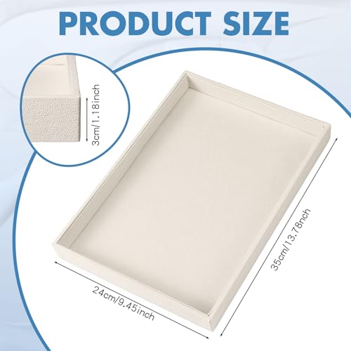 Quelay 6 Pcs Velvet Stackable Jewelry Tray Showcase Display, Jewelry Organizer Tray Bracelet Ring Earring Necklace Organizer Empty Plate for Drawers Countertop (Beige) - color: Beige