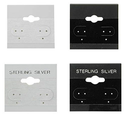 The Display Guys 100-pc Earring Cards for Selling - Jewelry Hanging Earring Display Cards, Earring Holder Cards (White Flocked w/Sterling Silver Label, 1.5 x 1.5) Fit 3 Pairs - color: White Sterling Label, size: 1.5" X 1.5"