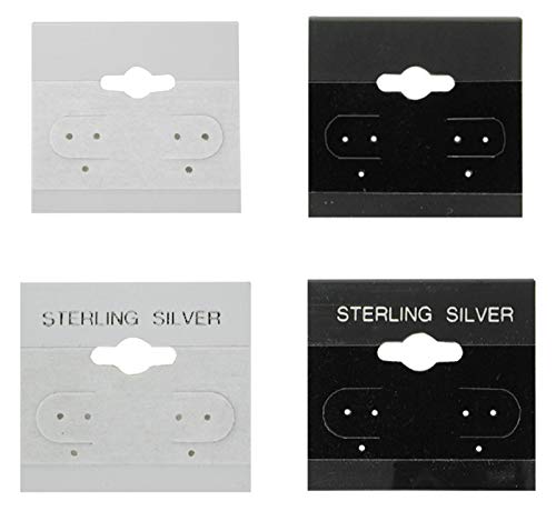 The Display Guys 100-pc Earring Cards for Selling - Jewelry Hanging Earring Display Cards, Earring Holder Cards (White Flocked w/Sterling Silver Label, 1.5 x 1.5) Fit 3 Pairs - color: White Sterling Label, size: 1.5" X 1.5"