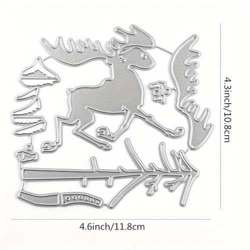 Lapoo Festivals Metal Cutting Die for Scrapbooking - Durable, Cut Stencils for DIY Scrapbook Photo Album Decorative Paper Card, Card Making Supplies, Embossing (Deer and The Tree 4.6 x 4.3 in) - style: Deer and the Tree 4.6 x 4.3 in