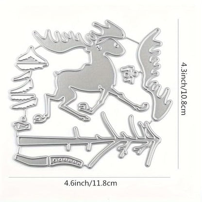 Lapoo Festivals Metal Cutting Die for Scrapbooking - Durable, Cut Stencils for DIY Scrapbook Photo Album Decorative Paper Card, Card Making Supplies, Embossing (Deer and The Tree 4.6 x 4.3 in) - style: Deer and the Tree 4.6 x 4.3 in