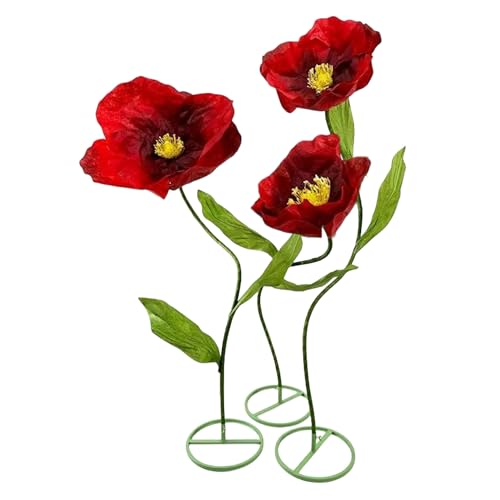 Giant Flowers for Decoration, 5.9 ft Large Artificial Flowers indoor/Outdoor, Giant Paper Flowers for Wedding, Birthday, Easter Party, Mother's Day Backdrop, Shop Window, Photography Props - color: Red, size: 3 Bases