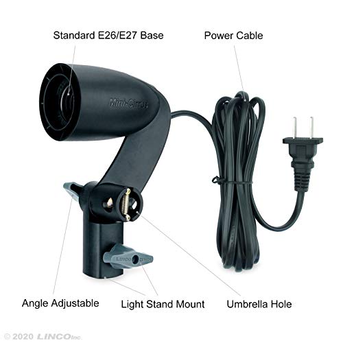 LINCO Lincostore 2 Pcs Photography Studio AC Fire-Resistant Socket Light Stand Mount Umbrella Holder E26/E27 Mini Cirrus 5310