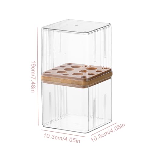 SUNFICON Makeup Brush Holder with Cover Makeup Brush Container With Lid Clear Makeup Brush Holder Organizer Waterproof Dustproof Beauty Brushes Storage Case Stand for Vanity Bathroom Countertop,Gift