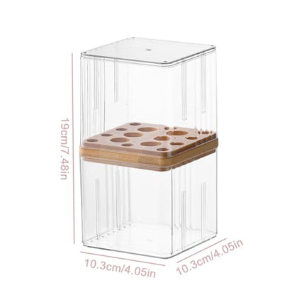 SUNFICON Makeup Brush Holder with Cover Makeup Brush Container With Lid Clear Makeup Brush Holder Organizer Waterproof Dustproof Beauty Brushes Storage Case Stand for Vanity Bathroom Countertop,Gift