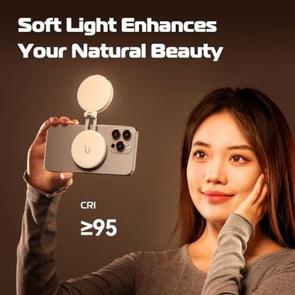 ULANZI LM19 Magnetic Selfie Light, LED Phone Ring Light for iPhone MagSafe, CRI95+ 2500K-8500K Portable Magnetic Phone Fill Lights for Selfies TikTok Video Call Makeup Photography YouTube Vlog - Black - color: Black