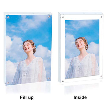 3 Pack 8x10 Acrylic Photo Frame, Clear Double Sided Magnetic Picture Frame 10mm Desktop Display with Stand- Free Soft Microfiber - size: 8x10"-3
