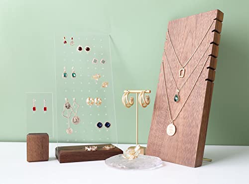 Gold Metal 2pcs T Bar Earring Retail Display Stand for show, Tabletop Jewelry Tower Holder for Girl Women【Gold-Hexagon Base 2pcs Height 4.5" and 5.3"】 - color: A3/Gold Hexagon Base 2pcs Height 4.5" and 5.3"
