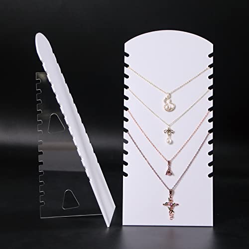 Coward 2Pcs/Set Acrylic Jewelry Holder Organizer, Necklace Display Stand For Show, Necklaces Rack For Selling(Acrylic White) - color: Acrylic White