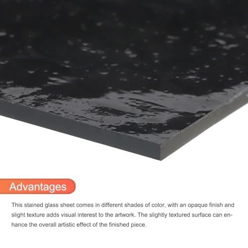MECCANIXITY Stained Glass Sheet Mosaic Tile 7.9 Inch x 5.9 Inch Black Stained Glass Sheets for Crafts DIY Art Project - color: Black