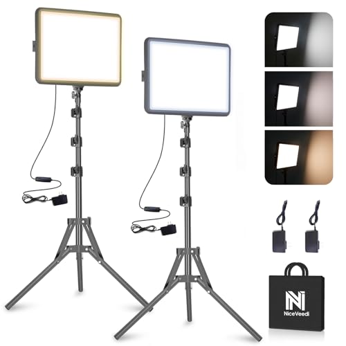 NiceVeedi 2-Pack 25W Photography Lighting, 2900-7000K Dimmable Ring Light with Tripod Stand, 73” Studio Video Light for Video Recording/Photography/Live Streaming/YouTube/TikTok/Makeup/Video Calls