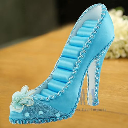 Ring Holder High Heel Shoe Design Fashion Jewelry Organizer Display Birtyday Gift (Turquoise) - color: Turquoise