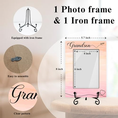 Grandson Picture Frame, Frame Gifts for Christmas Birthday, Grandson 4 x 6 Picture Frame with Stand for Tabletop Display, Grandparents Gifts (Pink Gradient Vertical) - color: Frame14