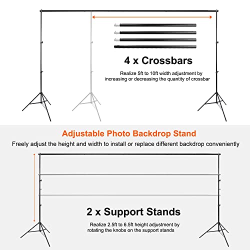 iMounTEK Backdrop Stand for Party, 6.5 * 9.84 ft Photographic Studio Photo Backgrounds Adjustable Photo Backdrop Stand Kits with a Carrying Bag Photo Backdrop Stand for Photography/Wedding - color: Black
