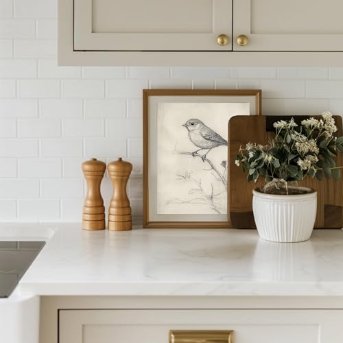 uniro Vintage Bird Sketch Wall Art Prints Farmhouse Decor Sparrow on a Branch Sketch Canvas Oil Painting Antique Bird Neutral Vintage Artwork Pictures for Bedroom Living Room Decor (8" x 10"-UNFRAMED) - color: Bird Sketch