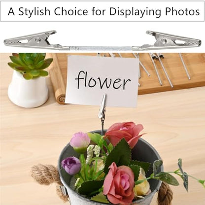 10 Pcs Double Sided Metal Alligator Clips for Crafts, Photos, Notes, Silver