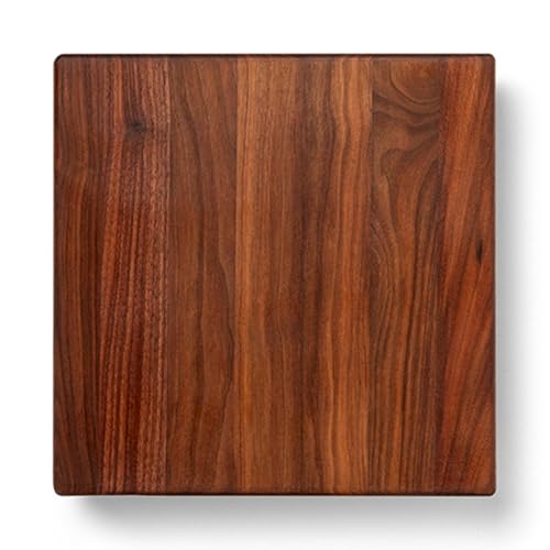 John Boos B Series Square Wooden Walnut Cutting Board 12”x12” – 1.5” Thick, 5-lb Non-Reversible Butcher Block with Wood Bun Feet & Edge-Grain - color: Walnut with Wood Feet, size: 12"L x 12"W