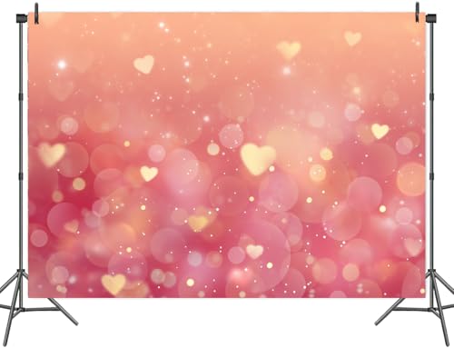 5 x 3 ft Valentine's Day Pink Glitter Heart Banner Backdrop Valentine Day Party Wedding Baby Shower Photo Backdrop Sweet Female Birthday Girls Lovers Portraits Photo Studio - color: Pink1, size: 5x3ft