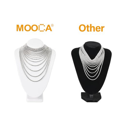 MOOCA 2 Pcs Small Necklace Chain Jewelry Bust Display Holder Stand, Necklaces Display Mannequin, Jewelry Bust Stand 7 1/4 in H, White Leatherette - color: 1) White Faux Leather, 2 pieces