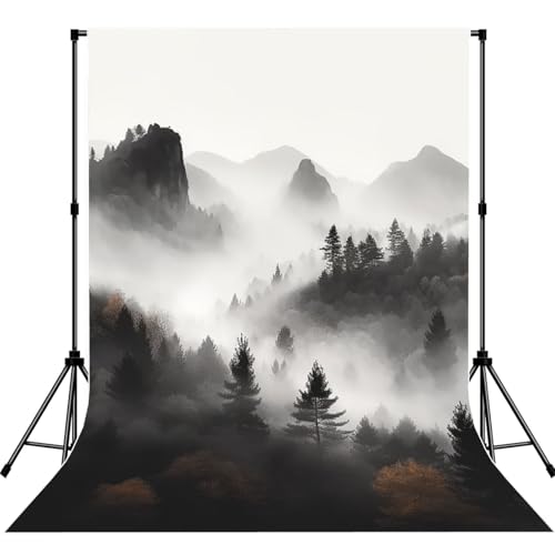 Foggy Mountains Forest Backdrop Background for Photography 5x7ft Photobooth Professional Photo Backdrop Curtains Video Photography Studio Photo Backgrounds Banner Booth Background Screen Parties - color: Foggy Mountains Forest