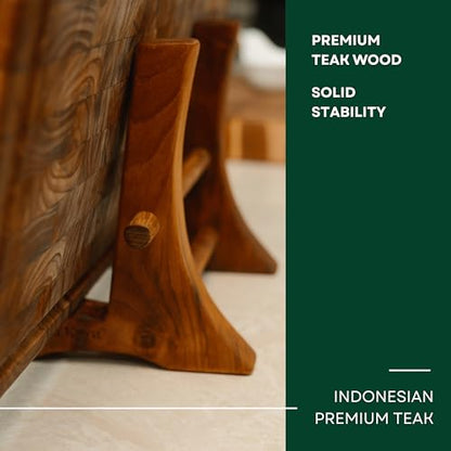 Chopping Board Stand – Teak Wood – Premium Handmade Holder Organizer for Boards, Drying Rack, Single or Dual Slot, Fits Thick Boards, Air-Dry Base (1 Slot (2.4 in Thickness)) - style: 1 Slot - 2.4" Thick