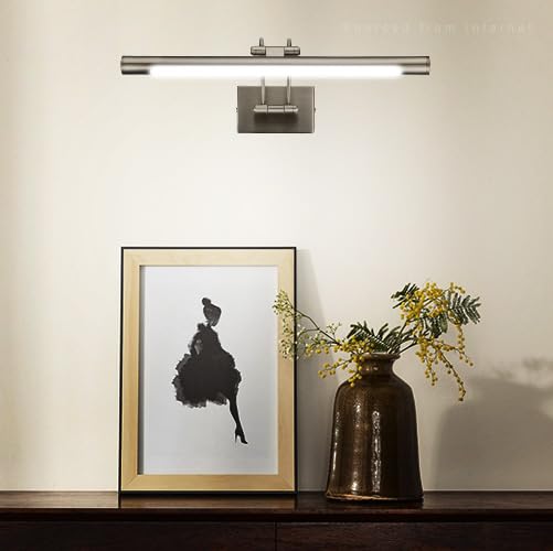LEONLITE 3CCT Dimmable LED Picture Light, 2700K/3000K/4000K Selectable, CRI90 Swivel Full Metal Picture Frame Light for Wall Art, Painting, Artwork, Portrait, Plug-in & Hardwired, Satin Nickel - color: Satin Nickel-CCT