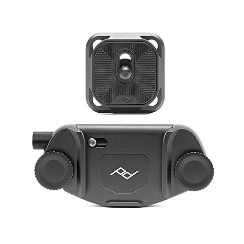 Peak Design Capture Camera Clip V3, Black with Plate, Holds DSLR, Compact and Point and Shoot Bodies, Secure, Stable and Accessible, Attaches to Straps and Belts, Quick Release, 200 lb Capacity - color: Black