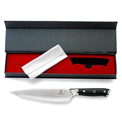 Mercer Culinary M13780 Premium Grade Super Steel, 8-Inch Chef's Knife w/Leaf Pattern Blade, G10 Handle - style: Chef's Knife Leaf Pattern Blade 8 Inch