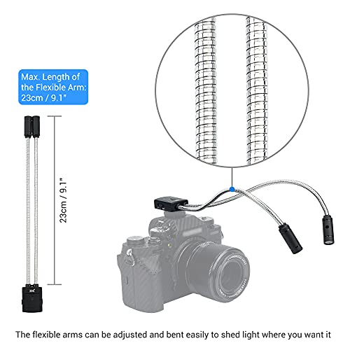 JJC Ultra-Adjustable LED Macro Arm Light for Insect Plant Jewelry Food Shooting, 5 Brightness CRI 95+ Macro Photography Lighting with Shoe Mount for Canon Nikon Sony DSLR Cameras