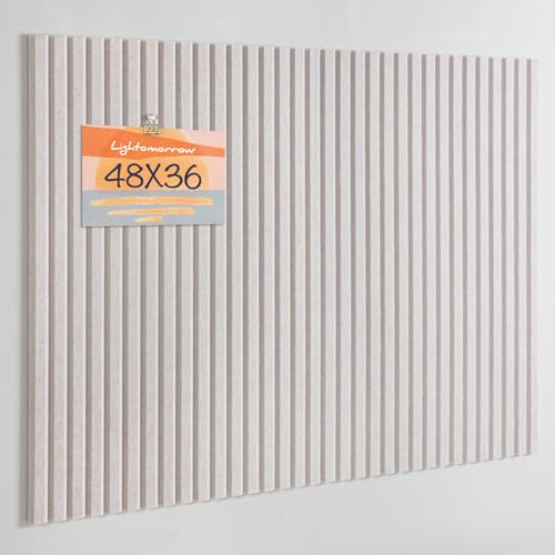 Lightomorrow Large Bulletin Board, 48 x 36 inches Felt Board Decorative Pin Board, 4' x 3' Cork Board Alternative for Wall, Foldable Photo Board with 20 Pushpins - Oatmeal Stripes - color: Oatmeal Stripes, size: 48×36 inches