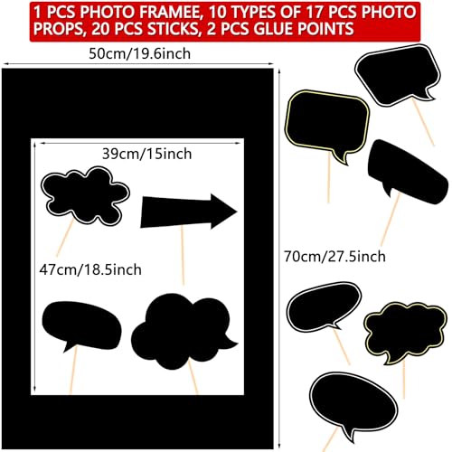 18pcs Blank Photo Booth Props Black Chalkboard Photo Booth Props Frame with Bubble DIY Photo Props for Birthday Wedding Party Supplies(Black) - color: Black