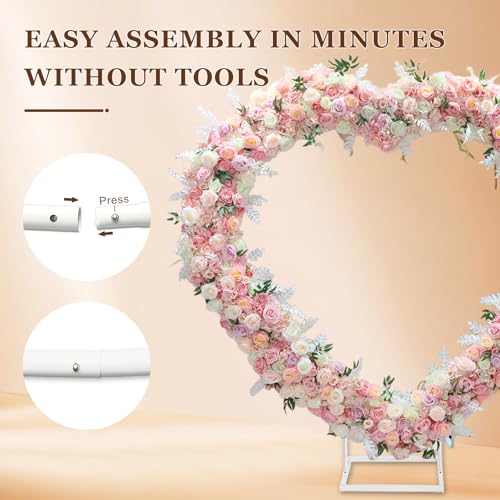 Heart Shaped Metal Balloon Arch Kit,6.6ft Wedding Heart Arch Backdrop Stand,with Water Bag for Proposal, Wedding, Valentine’s Day, Bridal, Birthday Party Decorations (White-Regular-S) - style: White-Regular-Small