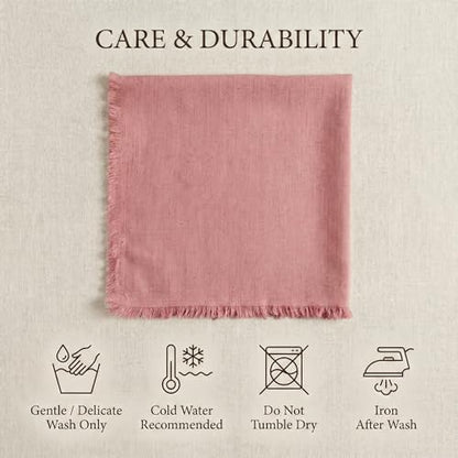 ACCENTHOME Blush Cotton Linen Napkin Set of 12 18x18 inch Dinner Napkins - Washable Soft Premium Hotel Quality Reusable Hemmed Edges Napkins Perfect Table Linens for Family Dinners, Weddings - color: 07 - Blush, size: 18"x18" - Pack of 12