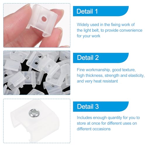 LIFKOME 100pcs Silicone LED Light Clips One Side Fixing Bracket for LED Strip Lights Sturdy Mounting Clips for Outdoor Use for Living Room and Cabinet Backgrounds